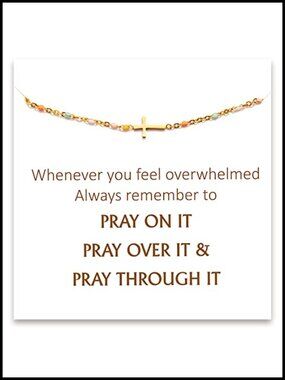 18K Gold Plated Cross Charm Bracelet Christian Faith Gift Adjustable